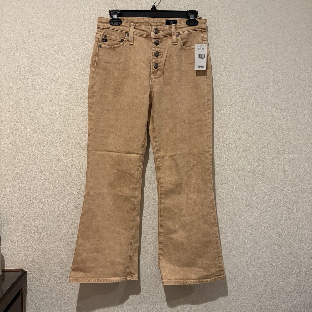 NWT AG Adriano Goldschmied Crop Flare High Rise Golden Acid Wash Jeans Women 28